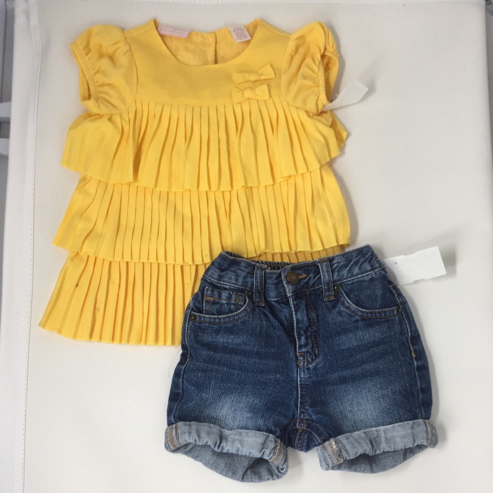 Cherokee blue denim short & first impre yellow top
